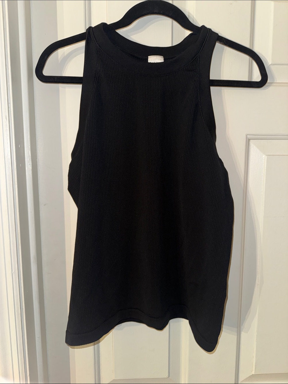 Athleta Black Ribbed High-Neck Tank Top